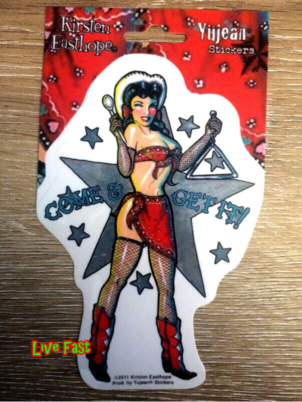 SEXY COW GIRL DECAL STICKER COME & GET IT vintage rockabilly retro western style